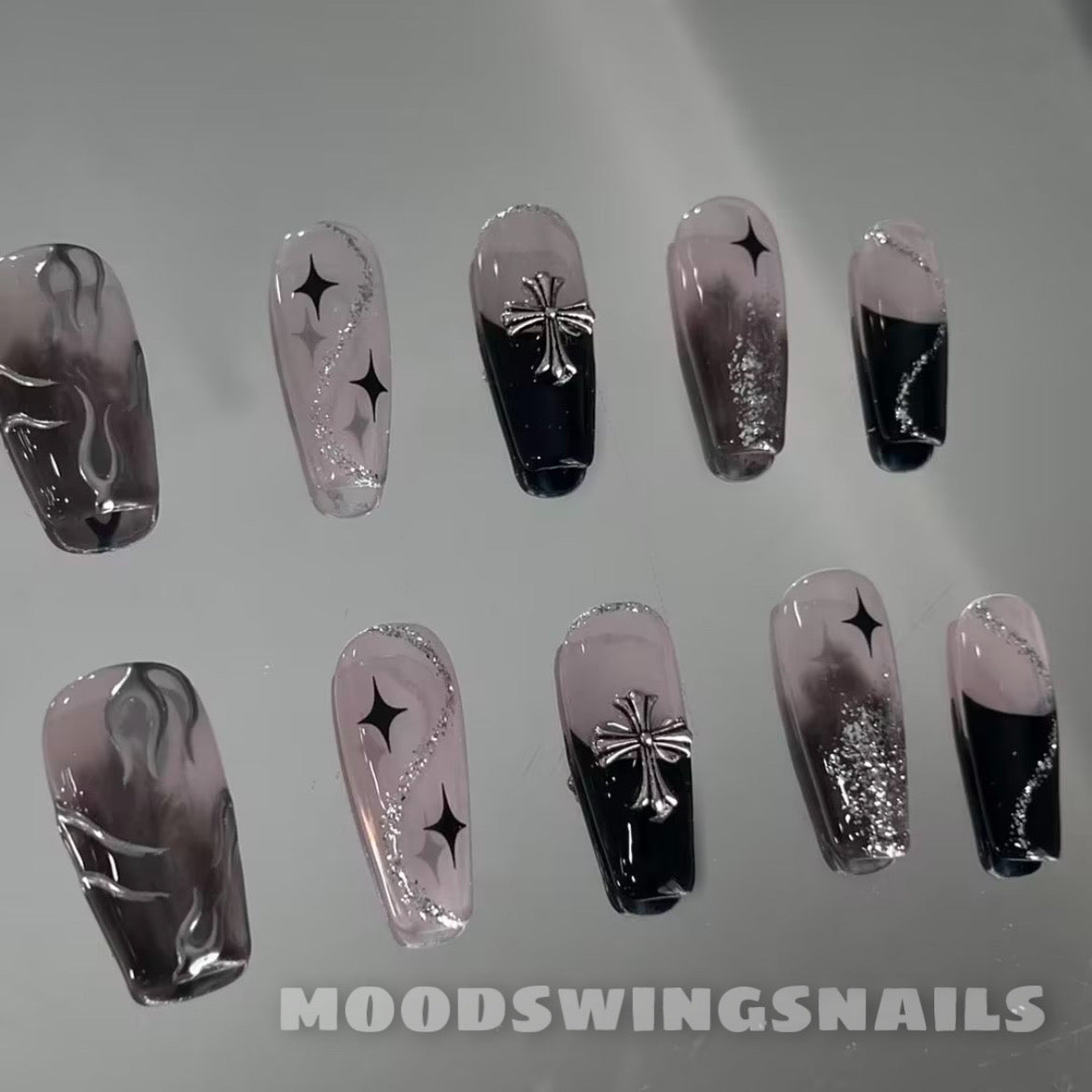 Chrome Hearts Black French Tip – Moodswings Nails